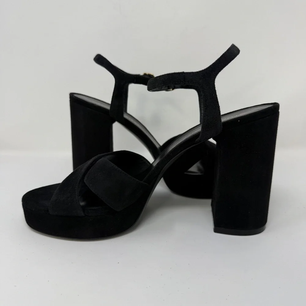 New Stuart Weitzman Dayna Suede Crisscross Platform Sandals Sz US 10